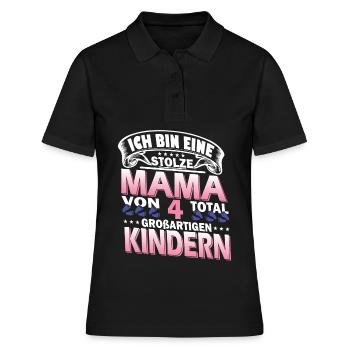 Mama Mit 4 Kindern - Frauen Polo Shirt - Schwarz - Vorne - Ailine (174cm)