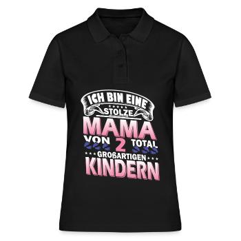 Mama 2 Kinder - Frauen Polo Shirt - Schwarz - Vorne - Ailine (174cm)