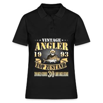 30 Jahre Geschenk 30 Geburtstag Angler Angeln 1993 - Frauen Polo Shirt - Schwarz - Vorne - Ailine (174cm)