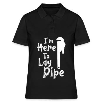 Je suis ici pour poser Pipe Plumber - Polo Femme - noir - Devant - Ailine (174cm)