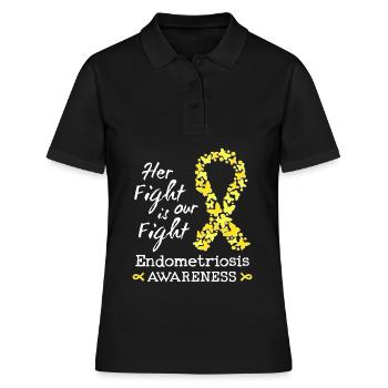 Ihr Kampf ist unser Kampf gegen Endometriose - Frauen Polo Shirt - Schwarz - Vorne - Ailine (174cm)