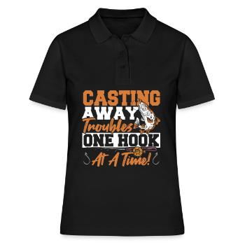 Fischer Kajak Fischen Shirt für Angler, die alles - Frauen Polo Shirt - Schwarz - Vorne - Ailine (174cm)