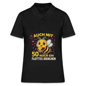 Auch mit 50 noch ein flottes Bienchen – Geburtstag - Frauen Polo Shirt - Schwarz - Vorne - Ailine (174cm)