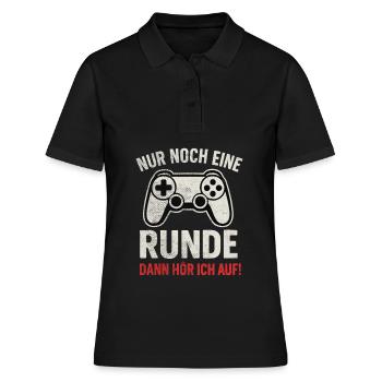 Nur noch eine Runde Gaming - Frauen Polo Shirt - Schwarz - Vorne - Ailine (174cm)