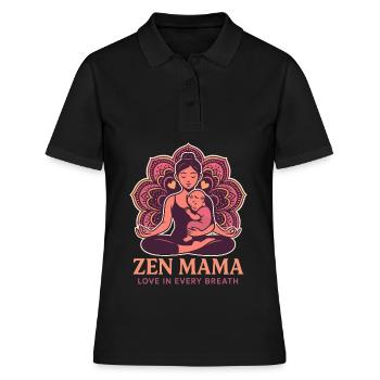 Zen-Mama Mandala - Women's Polo Shirt - black - Front - Ailine (174cm)