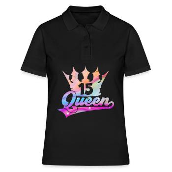 15ÈME ANNIVERSAIRE FILLE REINE PRINCESSE - Polo Femme - noir - Devant - Ailine (174cm)