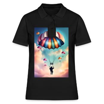 Bunter Fallschirm - Frauen Polo Shirt - Schwarz - Vorne - Ailine (174cm)