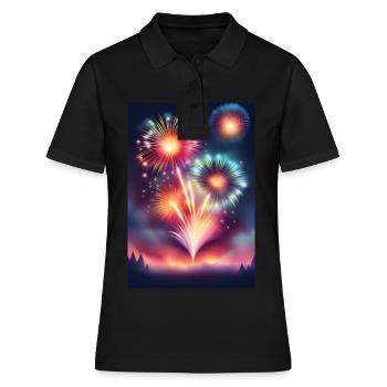 Feu d’artifice scintillant et coloré - Polo Femme - noir - Devant - Ailine (174cm)