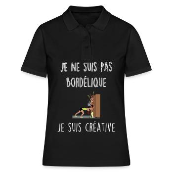 Je ne suis pas bordélique, je suis créative - Polo Femme - noir - Devant - Ailine (174cm)