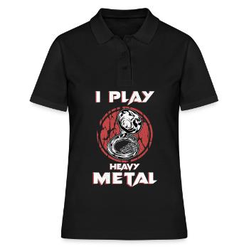 I Play Heavy Metal Shirt Sousaphon Big Band Tuba - Frauen Polo Shirt - Schwarz - Vorne - Ailine (174cm)