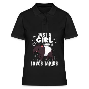 Tapir Shirt Ladies Tapir Gift Tapis de selle Tapir - Polo Femme - noir - Devant - Ailine (174cm)