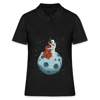 Kontrabass Geschenk Astronaut Big Band Kontrabass - Frauen Polo Shirt - Schwarz - Vorne - Ailine (174cm)
