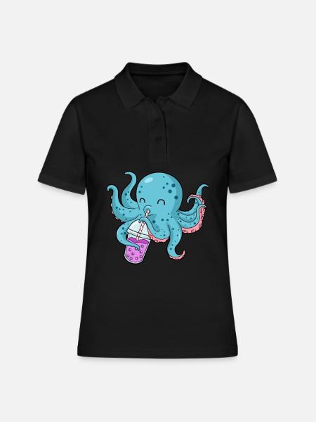 Pieuvre Bubble Tea Cadeau Boba Tea Bubble Tea - Polo Femme - noir