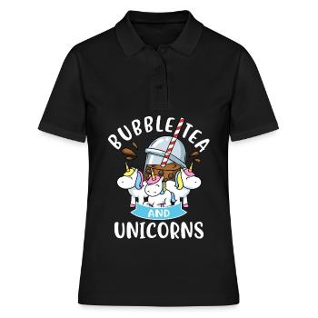 Bubble Tea Licorne Cadeau Filles Bubble Tea - Polo Femme - noir - Devant - Ailine (174cm)