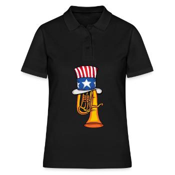 Tuba Musik USA 4th Of July Amerika Big Band Tuba - Frauen Polo Shirt - Schwarz - Vorne - Ailine (174cm)