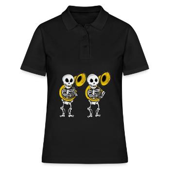Sousaphon Spieler Skelett Musik Big Band Sousaphon - Frauen Polo Shirt - Schwarz - Vorne - Ailine (174cm)