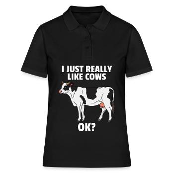 Vache Vaches Farmer Farm Farmer Farmer Gift - Polo Femme - noir - Devant - Ailine (174cm)