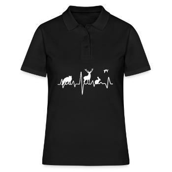 Jagd Herzschlag Wald Hirsch Jäger Geschenk - Frauen Polo Shirt - Schwarz - Vorne - Ailine (174cm)