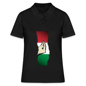 Signal de la main Geste Main Italie Italia Fun Flag - Polo Femme - noir - Devant - Ailine (174cm)