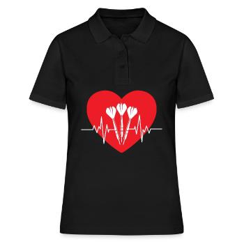 DART HERZ LIEBE HERZSCHLAG FÜR DARTS - Frauen Polo Shirt - Schwarz - Vorne - Ailine (174cm)