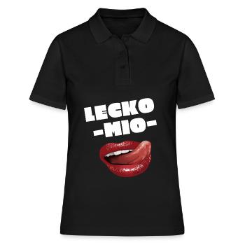 LECKO MIO - DAS LUSTIGE ZUNGEN SPRUCH MOTIV - Frauen Polo Shirt - Schwarz - Vorne - Ailine (174cm)