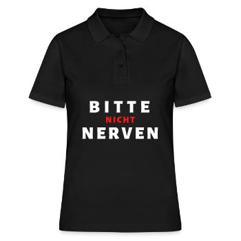 BITTE NICHT NERVEN !!! - Frauen Polo Shirt - Schwarz - Vorne - Ailine (174cm)