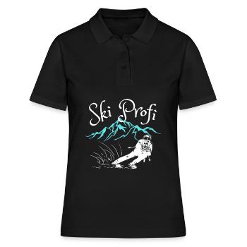 SKI PROFI! LUSTIGES SKI ABFAHRT DESIGN - Frauen Polo Shirt - Schwarz - Vorne - Ailine (174cm)