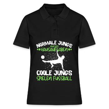 Coole Jungs spielen Fußball! Fussball Spruch - Frauen Polo Shirt - Schwarz - Vorne - Ailine (174cm)
