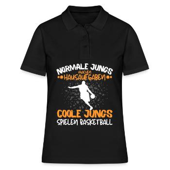 COOLE JUNGS SPIELEN BASKETBALL - Frauen Polo Shirt - Schwarz - Vorne - Ailine (174cm)