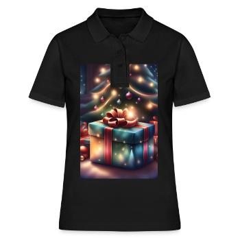Coffret cadeau festif sous un sapin de Noël - Polo Femme - noir - Devant - Ailine (174cm)