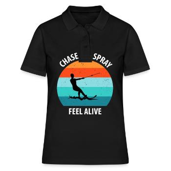Ski nautique, ski nautique, skieurs nautiques - Polo Femme - noir - Devant - Ailine (174cm)
