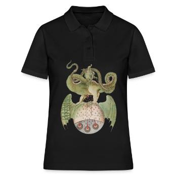 Dragon du Moyen Age - Polo Femme - noir - Devant - Ailine (174cm)