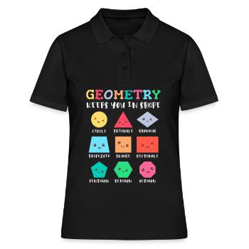 Geometrie hält Sie in Form, geometrische Formen - Frauen Polo Shirt - Schwarz - Vorne - Ailine (174cm)
