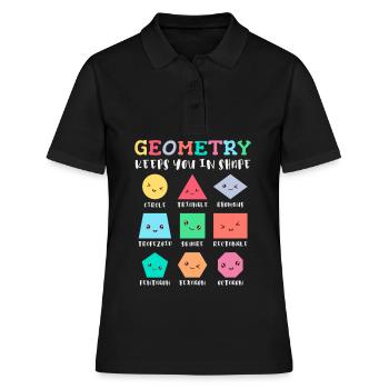 Geometrie hält Sie in Form, geometrische Formen - Frauen Polo Shirt - Schwarz - Vorne - Ailine (174cm)