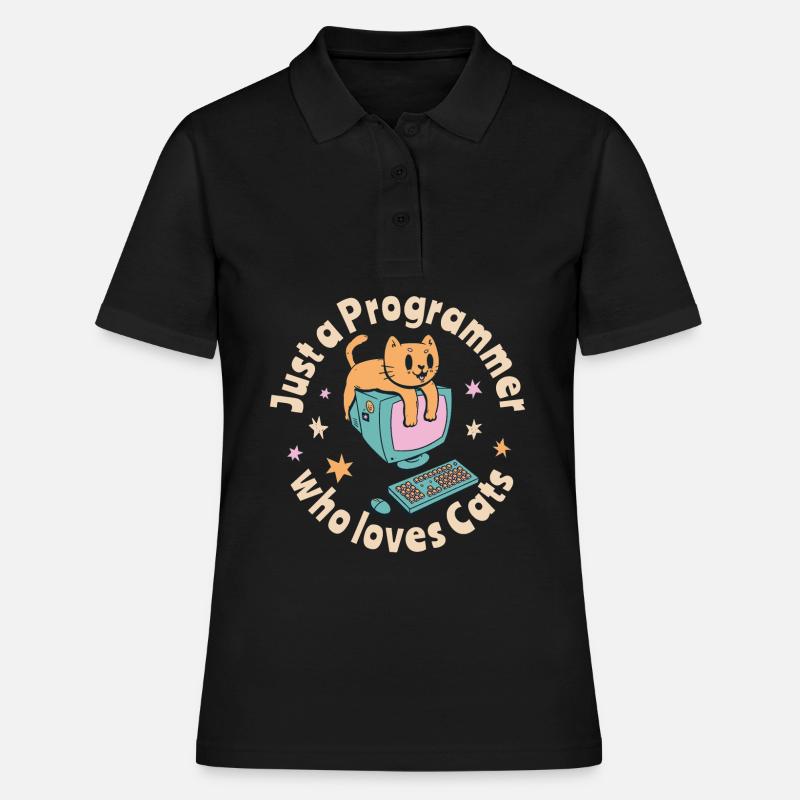 Nur ein Programmierer, der Katzen liebt - Frauen Polo Shirt - Schwarz