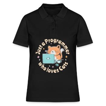 Nur ein Programmierer, der Katzen liebt - Frauen Polo Shirt - Schwarz - Vorne - Ailine (174cm)