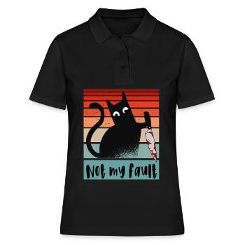 Pas ma faute, chat innocent avec un couteau - Polo Femme - noir - Devant - Ailine (174cm)