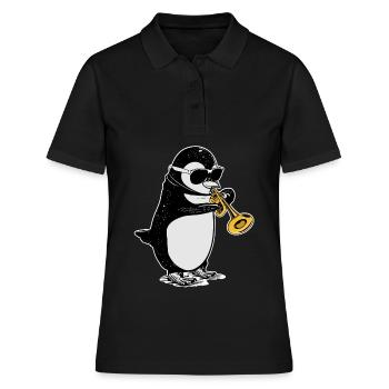 Pinguin Trompete Geschenk Kinder Big Band Musik - Frauen Polo Shirt - Schwarz - Vorne - Ailine (174cm)