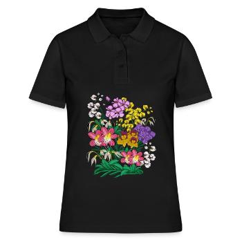 Orchideen Blumen Pflanzen Geschenk Orchidee - Frauen Polo Shirt - Schwarz - Vorne - Ailine (174cm)