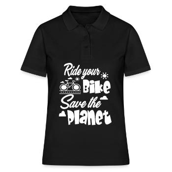 Faites du vélo pour sauver la planète - Polo Femme - noir - Devant - Ailine (174cm)