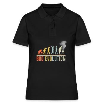 BBQ Evolution Lustiges Zitat - Frauen Polo Shirt - Schwarz - Vorne - Ailine (174cm)