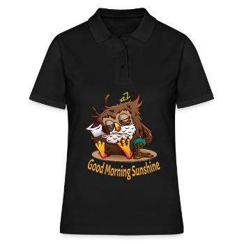 Eule Bild, good morning sunshine, Morgenmuffel - Frauen Polo Shirt - Schwarz - Vorne - Ailine (174cm)