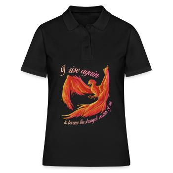 Phönix aus der Asche, Vogel, Fabelwesen,Erneuerung - Frauen Polo Shirt - Schwarz - Vorne - Ailine (174cm)