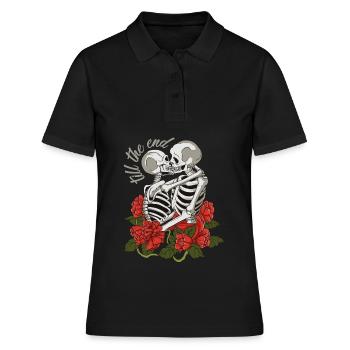 Tête de mort, Roses, Sugar Skull, till the end - Polo Femme - noir - Devant - Ailine (174cm)
