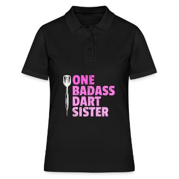 one badass dart sister - Frauen Polo Shirt - Schwarz - Vorne - Ailine (174cm)