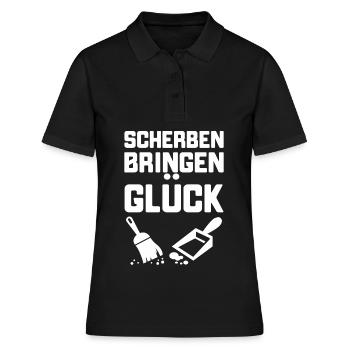 Scherben bringen Glück Ehemann Ehefrau POLTERABEND - Frauen Polo Shirt - Schwarz - Vorne - Ailine (174cm)