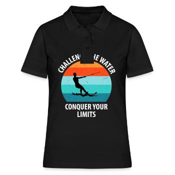 Ski nautique, ski nautique, skieurs nautiques - Polo Femme - noir - Devant - Ailine (174cm)