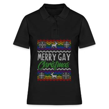 Gay Pride Ugly Xmas Sweater Geschenk Christmas - Frauen Polo Shirt - Schwarz - Vorne - Ailine (174cm)