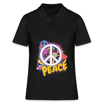 Peace Hippie Flower Power 60s 68 Amour de la paix - Polo Femme - noir - Devant - Ailine (174cm)