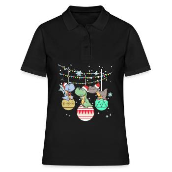 Dinosaurier T-Rex Santa Weihnachten Geschenk - Frauen Polo Shirt - Schwarz - Vorne - Ailine (174cm)